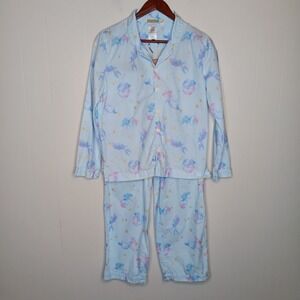 Pottery Barn Pajama Set Teen S Light Blue Mermaid Loose Fit Pajama Top & Bottom